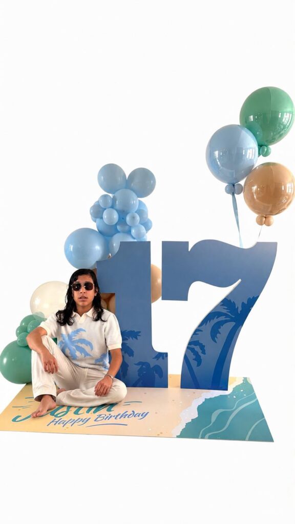 Medium Balloon Decoration Set with Letter & Props – 4 ft